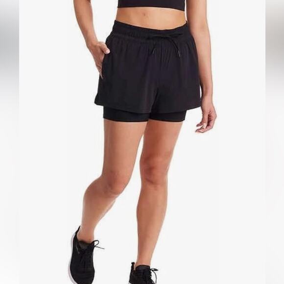 Spyder black' active shorts, with compression shorts, size medium - Picture 6 of 7